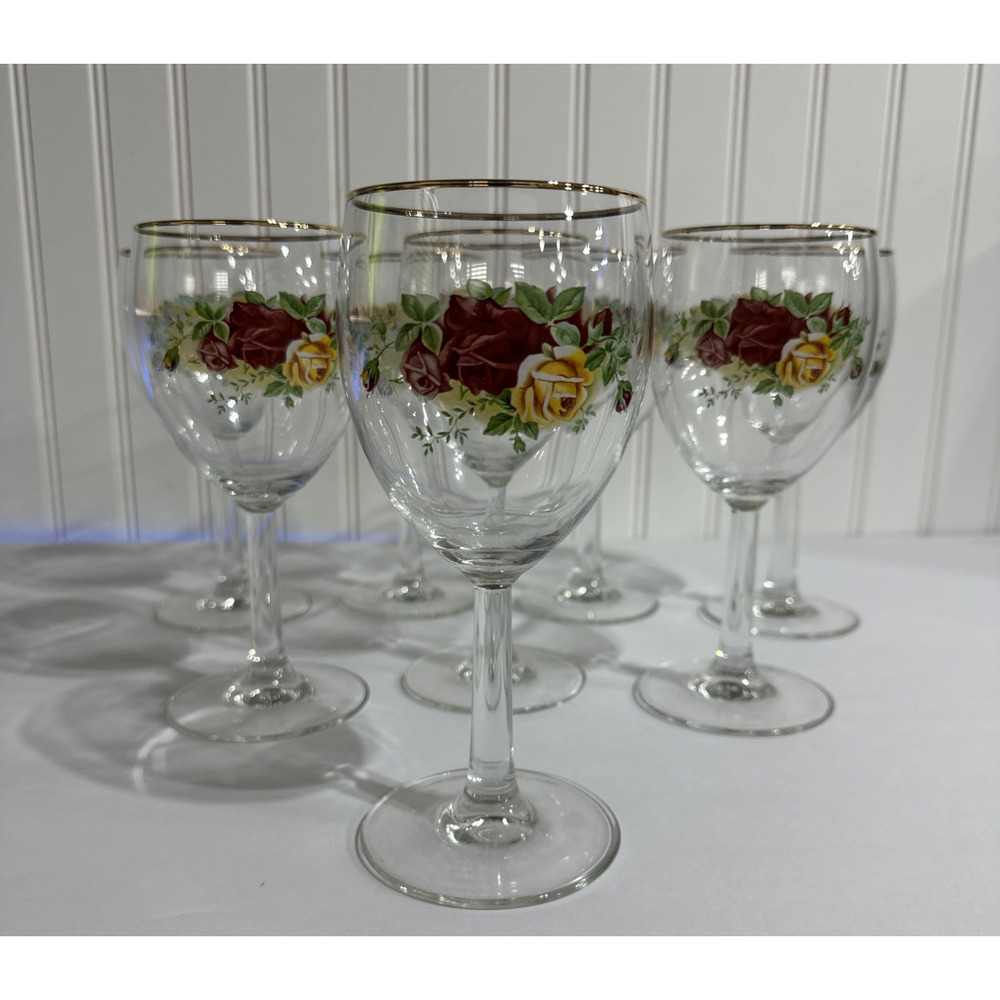 Lot Of 8 ROYAL ALBERT Old Country Roses All Purpose GOBLET Wine Glass Excellent